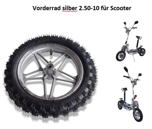 Vorderrad silber 2.50-10 für Scooter